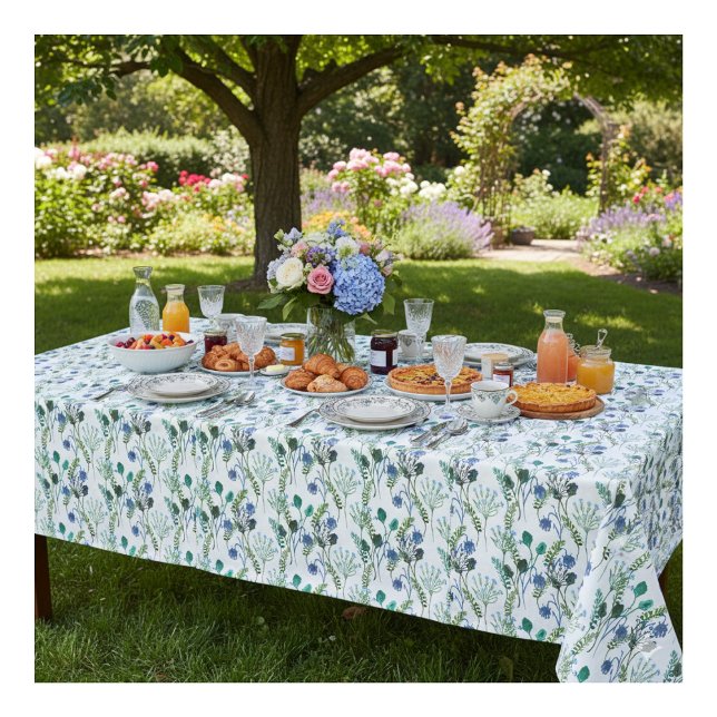 Nappe Blue Green Watercolor Wildflower Tablecloth (Créateur téléchargé)