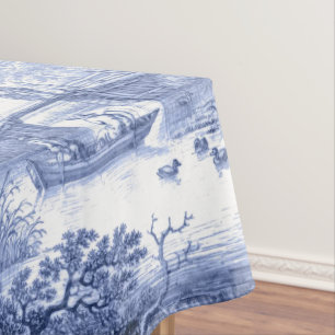 Nappe Blue Toile Vintage Pont pastoral Français Bateau