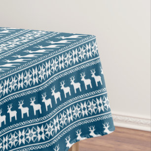 Nappe Blue Winter Holiday Snowflake Reindeer Motif