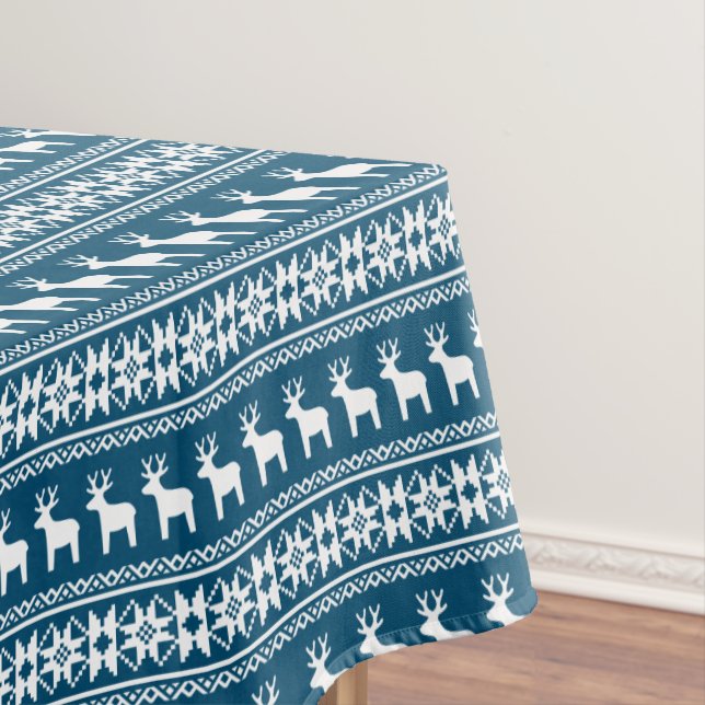 Nappe Blue Winter Holiday Snowflake Reindeer Motif (In Situ)