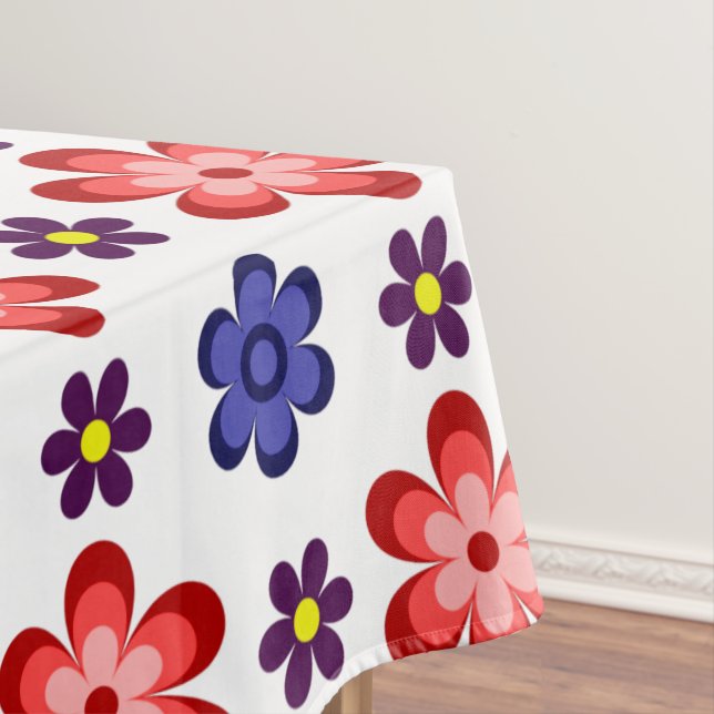 Nappe Bohème Fleurs Bleues Violettes Rouges (In Situ)