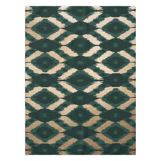 Nappe Bohême Gold Forest Green Ikat Motif (Devant)