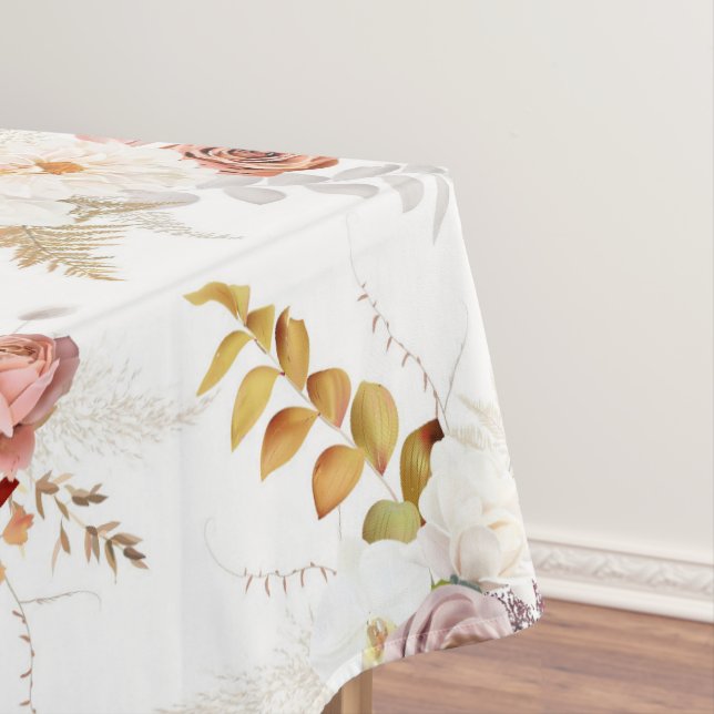 Nappe Boho Beige, Herbe de Pampas Terracotte Aquarelle W (In Situ)