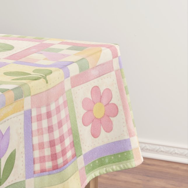 Nappe Boho Chic Pink & Green Quilt Floral Patchwork (In Situ)