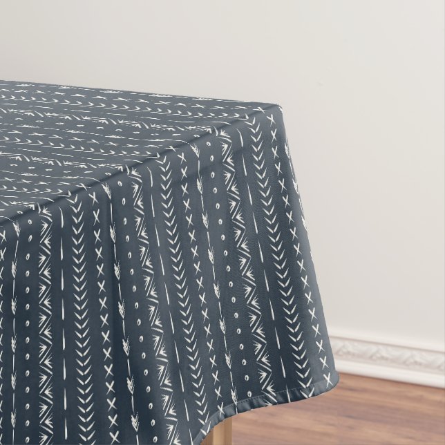 Nappe Boho Farmhouse Flèche Rayure Géométrique Bleu Fonc (In Situ)
