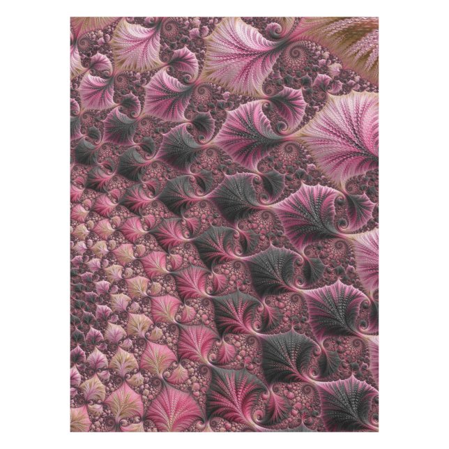 Nappe Boho Funky Eclectique Rose Noir Abstrait Fractal (Devant)