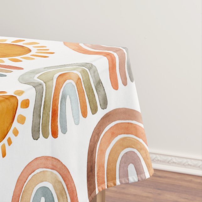 Nappe Boho Rainbow et Sun Watercolor (In Situ)