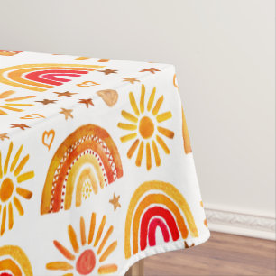Nappe Boho Rainbow Sun Stars Watercolor Pastel Motif