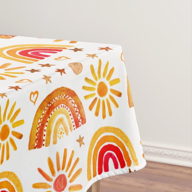 Nappe Boho Rainbow Sun Stars Watercolor Pastel Motif (In Situ)