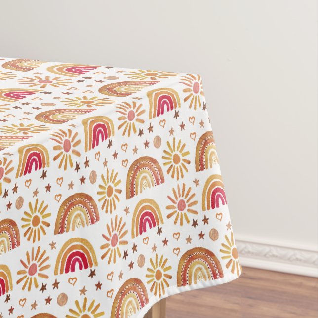 Nappe Boho Rainbow Sun Stars Watercolor Pastel Motif (In Situ)