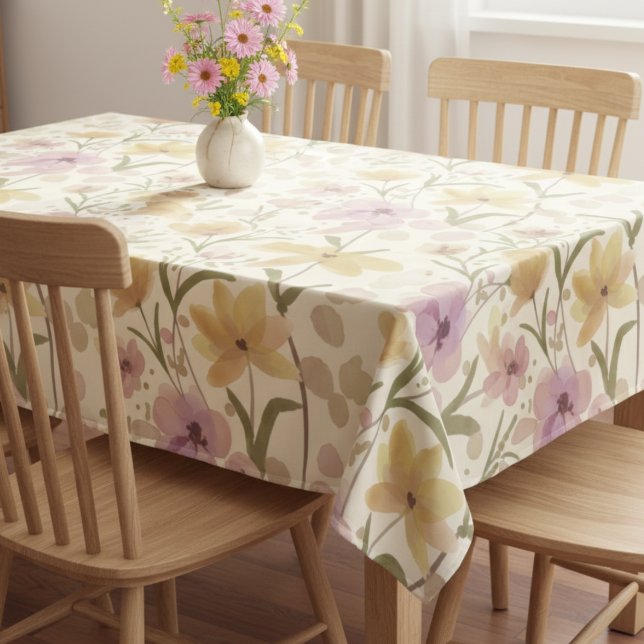 Nappe Boho Soft Pink Watercolor Wildflower  (Créateur téléchargé)