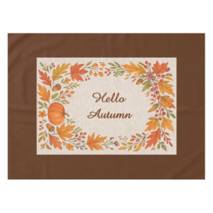 Nappe bois rustique & hygge feuille bonjour automne
