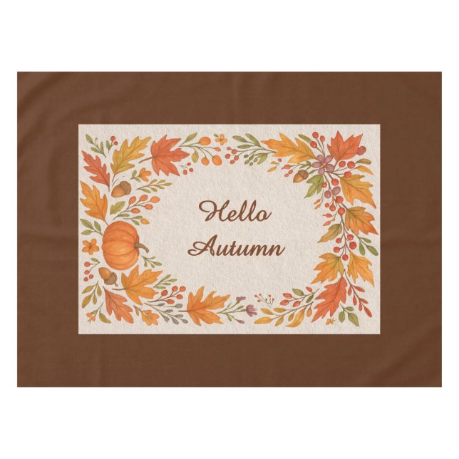Nappe bois rustique & hygge feuille bonjour automne (Devant (Horizontal))