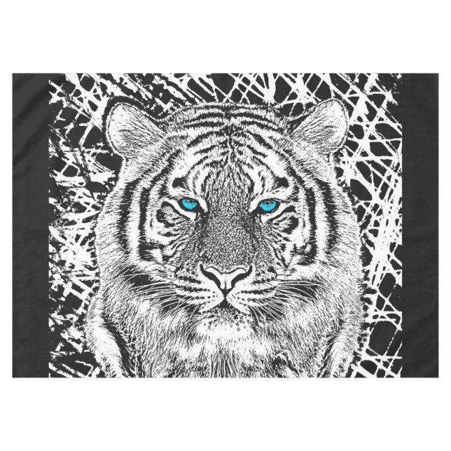 Nappe Bold Black And White Blue Eyes Tiger (Devant (Horizontal))