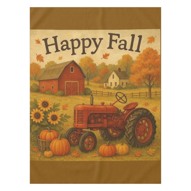 Nappe Bon automne tracteur classique et ferme (Devant)