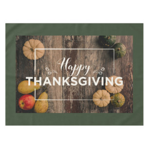 Nappe Bon thanksgiving Gourds sur bois rustique