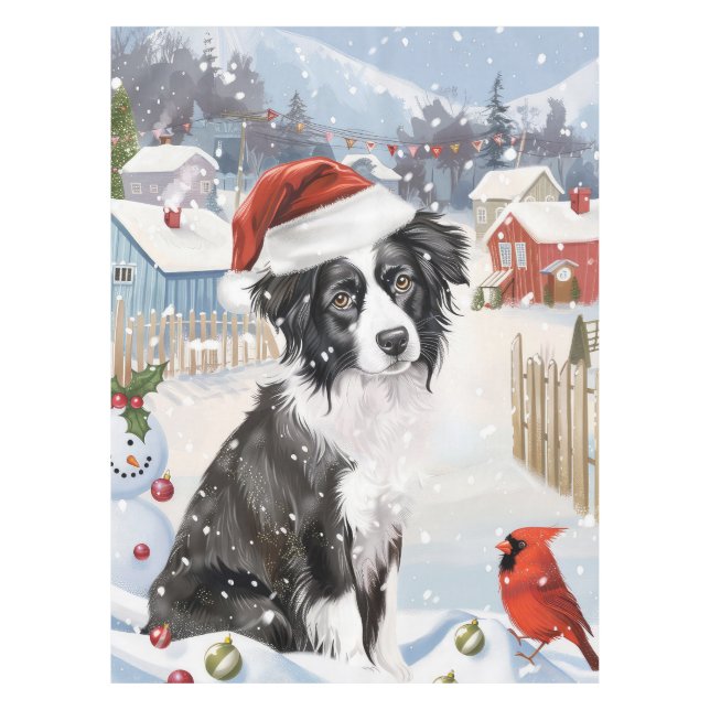 Nappe Bordure Collie Chien Hiver Merveilles Pays Noël Jo (Devant)