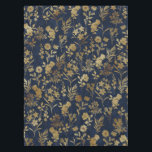 Nappe Botanical Gold Flowers Blue Pattern<br><div class="desc">Elegant golden delicate small garden flowers hand painting navy-blue design, featuring a collection of faux metallic gold and white roses, yellow gold daisies flowers with various golden leaf shapes greenery hand painting, on a dark blue, navy-blue color background. A special unique botanical nature floral art, great for a spring botanic...</div>