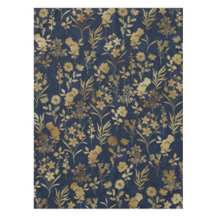 Nappe Botanical Gold Flowers Blue Pattern