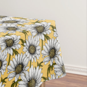 Nappe Bouches blanches, fleurs sauvages sur jaune