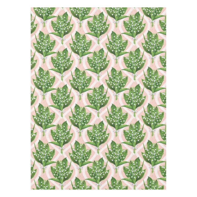 Nappe Bouquet de lys de la vallée fleurs sur rose (Devant)