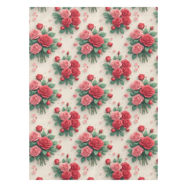 Nappe Bouquets de roses roses et rouges élégants (Devant)