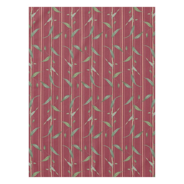 Nappe Branche de feuilles sur papier peint rouge (Devant)