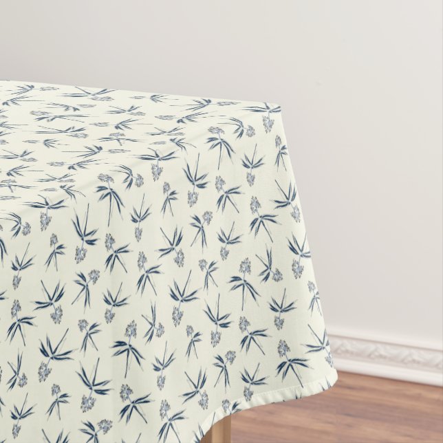 Nappe Branches bleues sur crème - motif sans soudure. (In Situ)