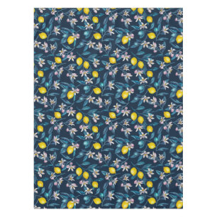 Nappe Branches de citron avec fleurs et fruits sur le bl