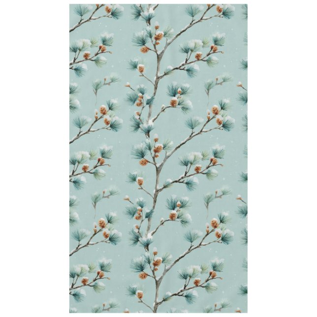 Nappe Branches de pin neigeux Motif hivernal Blanche pol (Devant)