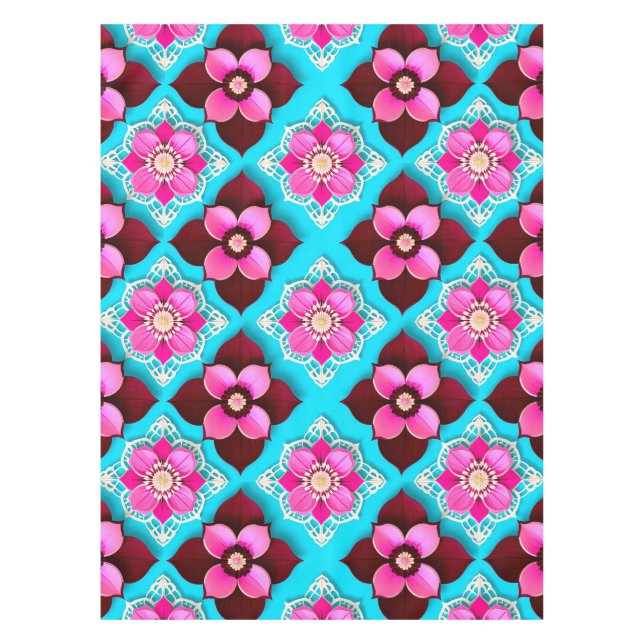 Nappe Bright Floral Pattern avec Fleurs roses (Devant)