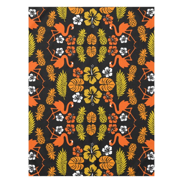 Nappe Bright Orange Floral Tropical Motif (Devant)