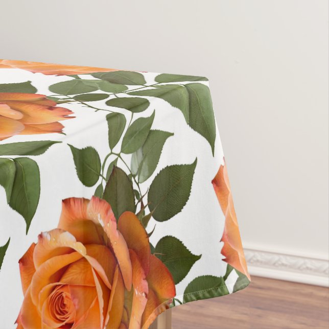 Nappe Bright Orange Roses With Green Leaves (In Situ)