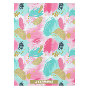Nappe Brochures Abstraites colorées - Menthe et rose (1)