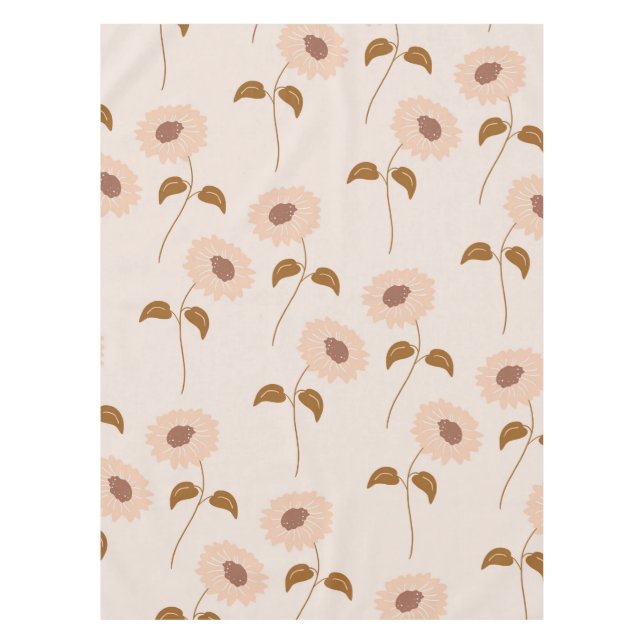 Nappe Brown Beige Retro Y2K Hippie Motif de tournesol (Devant)