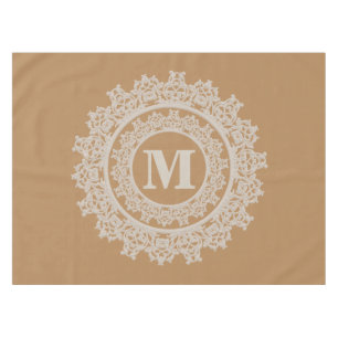 Nappe Brun de Tan et monogramme élégant crème