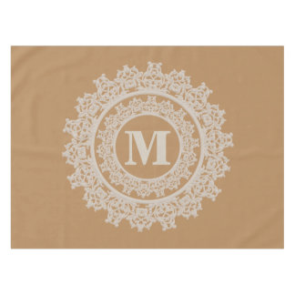 Nappe Brun de Tan et monogramme élégant crème