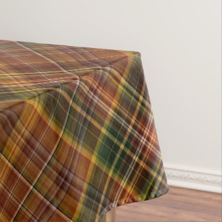 Nappe Brun, rouge rouille et vert carreau d'automne