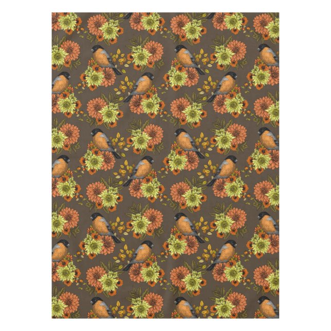 Nappe Bullfinch on autumn floral (Devant)