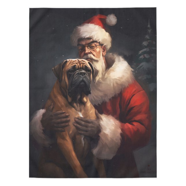 Nappe Bullmastiff avec Noël Festif du Père Noël (Devant)