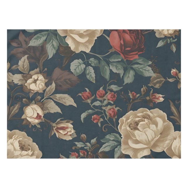 Nappe Burgundy roses antique peony distressed (Devant (Horizontal))