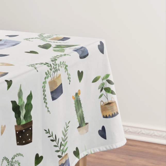 Nappe Cactus Plantes Succulentes & Pot Boho Motif (In Situ)
