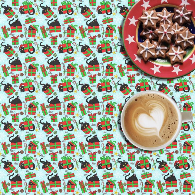 Nappe Cadeaux de Noël de chat noir (Créateur téléchargé)