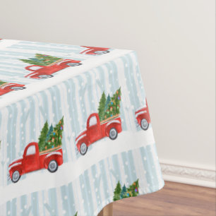Nappe Camion pick-up rouge de Noël sur une route de