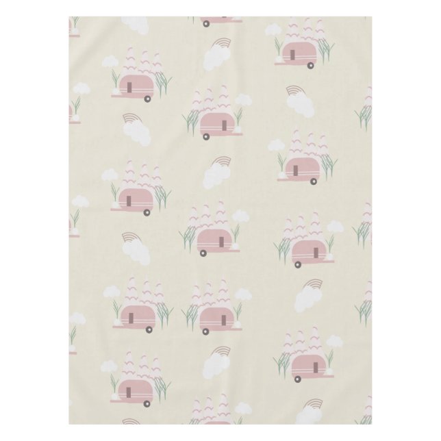 Nappe Camionnette rose motif terreux   (Devant)