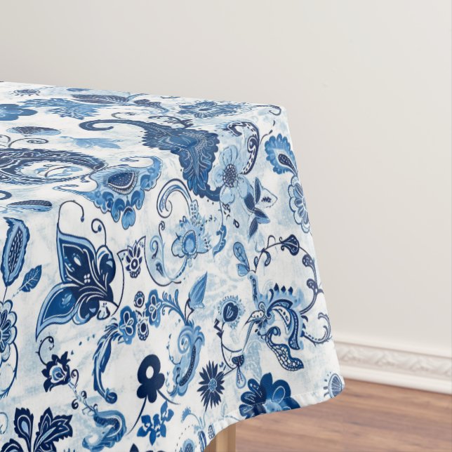 Nappe Campagne Rustique Ferme Bleu et Blanc Paisley (In Situ)