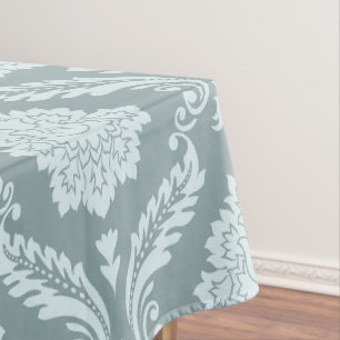 Nappe Canard Rococo Motif Damassé Œuf Bleu+Turquoise