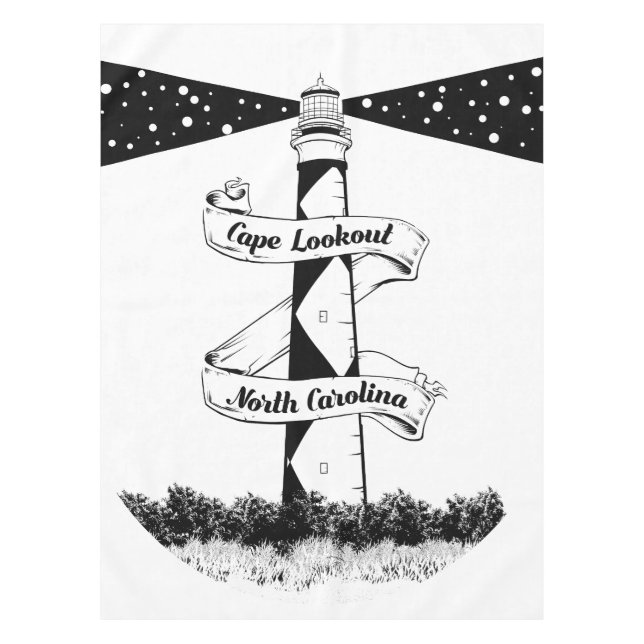 Nappe Cape Lookout Lighthouse noir et blanc (Devant)