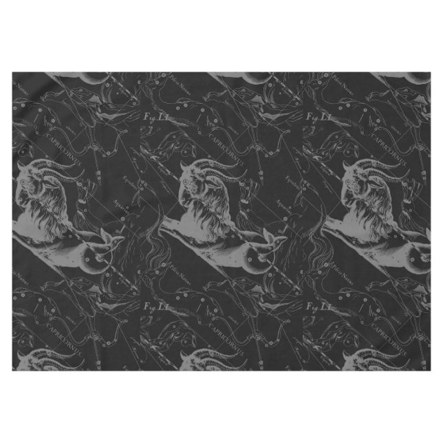 Nappe Capricorne Constellation Hevelius 1690 sur Noir (Devant (Horizontal))