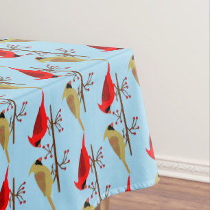 Nappe Cardinaux de Noël mignons et Baies rouges modélisé